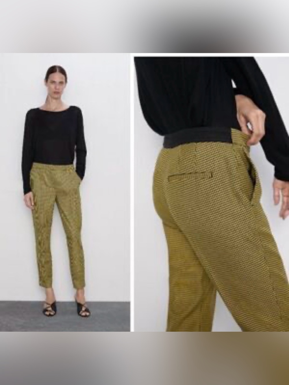 Houndstooth Yellow and Black Pants by Zara | large